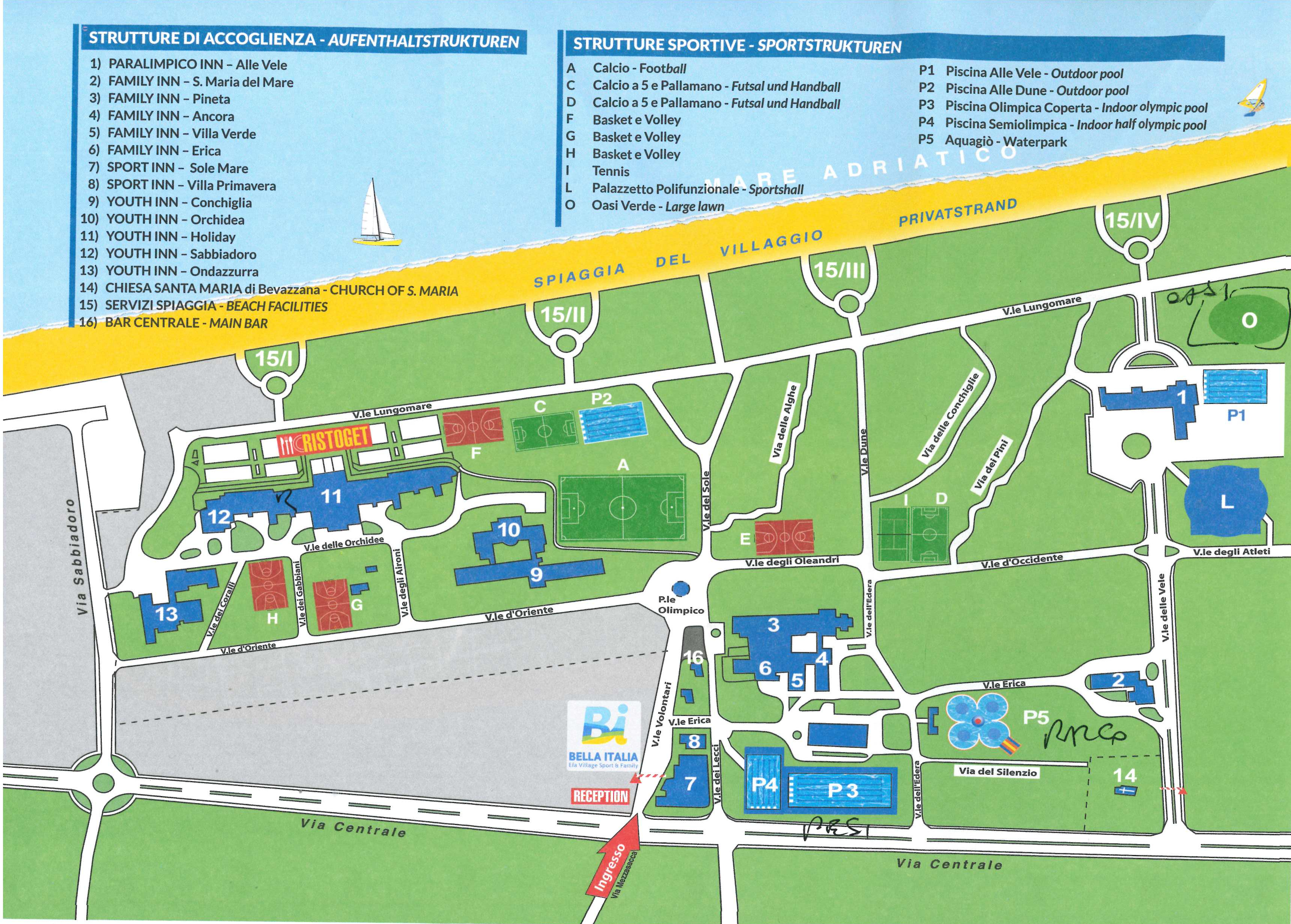Mappa Bella Italia Village Lignano